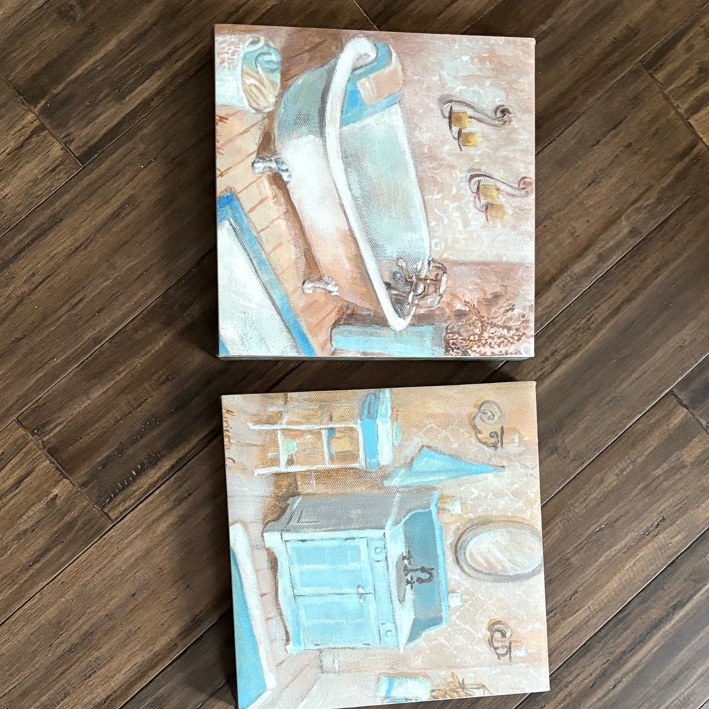 Vintage Bathroom Canvas Art Set